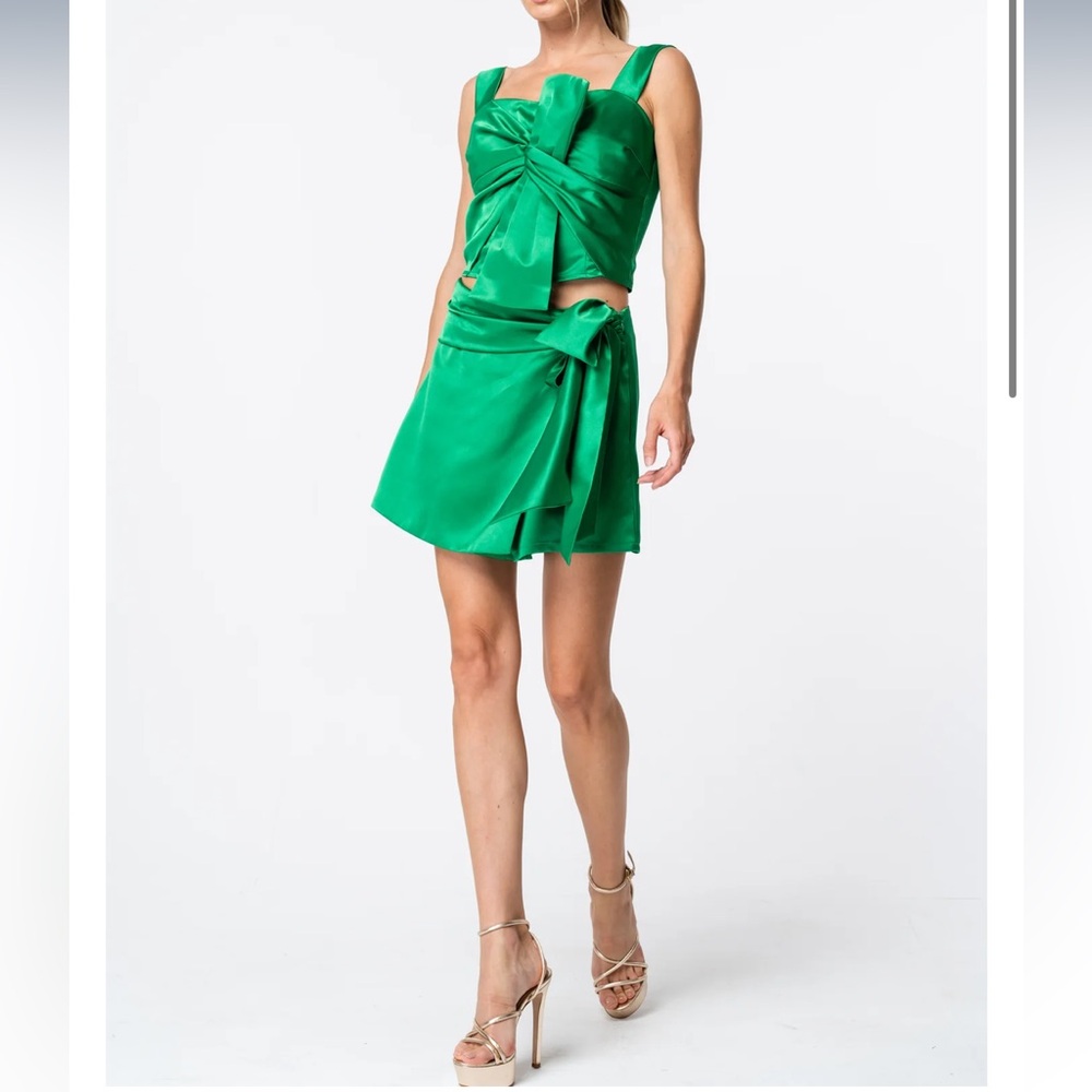 NWT Ciebon Bow Mini Skort Set in Green